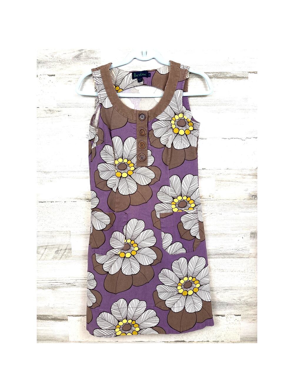 Boden Canvas 8 Purple Brown Floral Midi Dress Cottagecore Boho Feminine